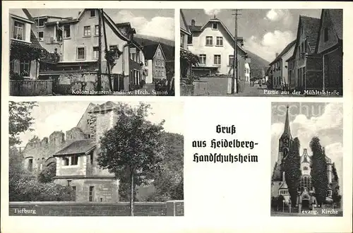 Handschuhsheim Ev.Kirche Muehltalstrasse u.Kolonialwarenhandlung v.Hrch.Simon Kat. Heidelberg