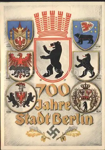 Berlin 700 Jahre Stadt Berlin mit div.Wappen Kat. Berlin