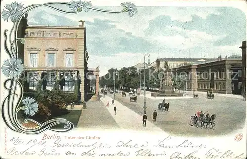 Berlin Unter den Linden Pferdekutsche Denkmal Kat. Berlin