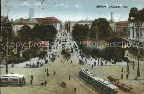 Berlin Leipziger Platz Strassenbahn Pferdefuhrwerk Kat. Berlin