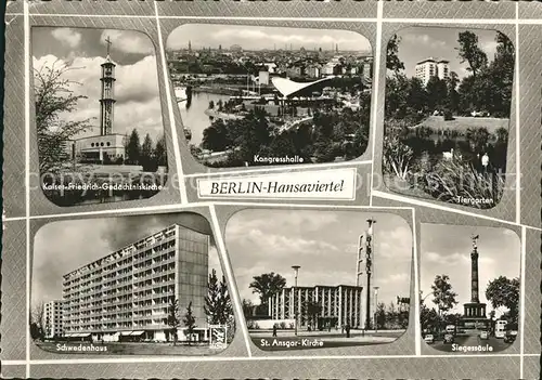 Berlin Hansaviertel Kirche Kongresshalle Tiergarten Schwedenhaus Siegessaeule Kat. Berlin