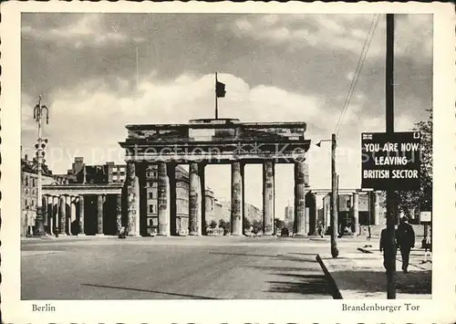 Berlin Brandenburger Tor Warnschild Grenze Kat. Berlin