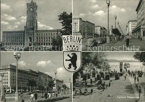 Berlin Rathaus Stalinallee Freibad Mueggelsee Wappen Kat. Berlin
