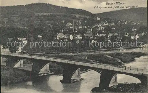 Hann. Muenden Fuldapartie mit Blick auf Cattenbuehl Bruecke Kat. Hann. Muenden