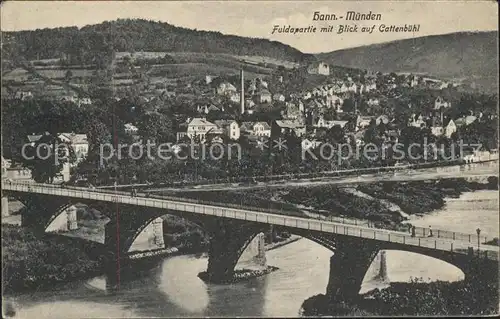 Hann. Muenden Fuldapartie mit Blick auf Cattenbuehl Bruecke Kat. Hann. Muenden