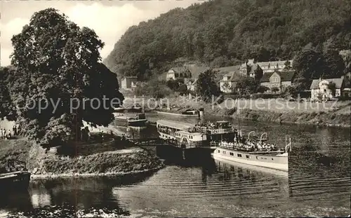 Hann. Muenden Zusammenfluss von Werra und Fulda zur Weser Dampfschiff Kat. Hann. Muenden