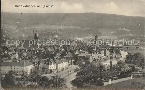 Hann. Muenden Blick ueber die Stadt mit "Fulda" Kat. Hann. Muenden