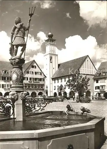 Freudenstadt Schwarzwald Marktplatz mit Brunnen und Rathaus