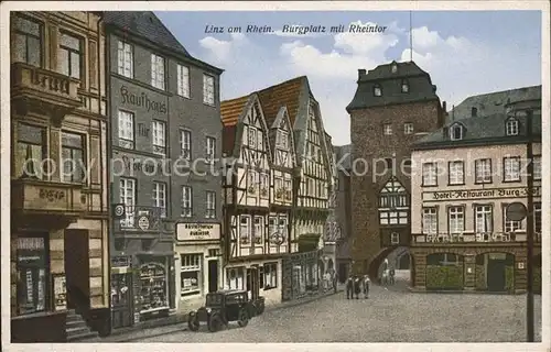 Linz Rhein Burgplatz mit Rheintor Auto Kat. Linz am Rhein