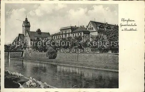 Pforzheim Gewerbeschule Stadtbad Kat. Pforzheim