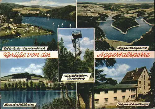 Aggertalsperre Fliegeraufnahme Camping Talsperre Landschulheim Jugendherberge Aussichtsturm Unnenberg Kat. Gummersbach