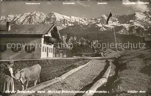 Garmisch Partenkirchen Partnach Alm mit Wettersteinwand und Dreitorspitze Kat. Garmisch Partenkirchen
