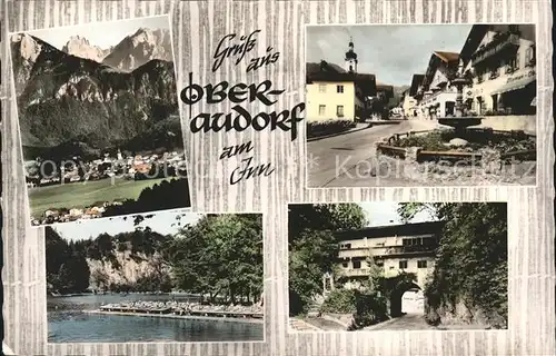 Oberaudorf Panorama Dorfpartie Brunnen See Tor Kat. Oberaudorf