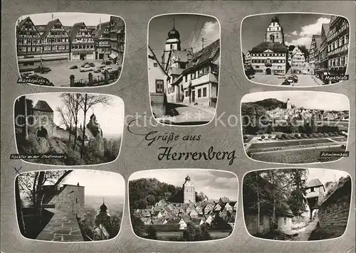 Herrenberg Gaeu Marktplatz Dorfpartie Stadtmauer Schwimmbad Ortsblick / Herrenberg /Boeblingen LKR