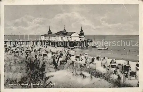 Ahlbeck Ostseebad Strand Seebruecke Kat. Heringsdorf Insel Usedom