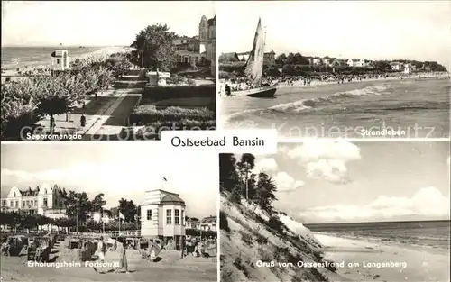 Bansin Ostseebad Strand Seepromenade Langenberg Erholungsheim Fortschritt Kat. Heringsdorf