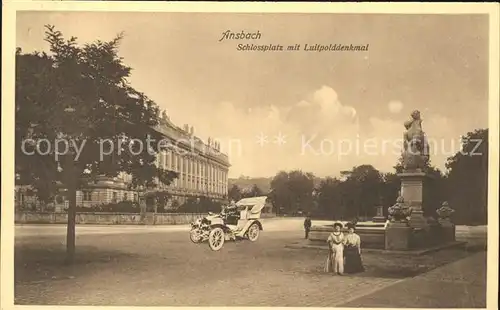Ansbach Mittelfranken Schlossplatz mit Luitpolddenkmal Auto Kat. Ansbach