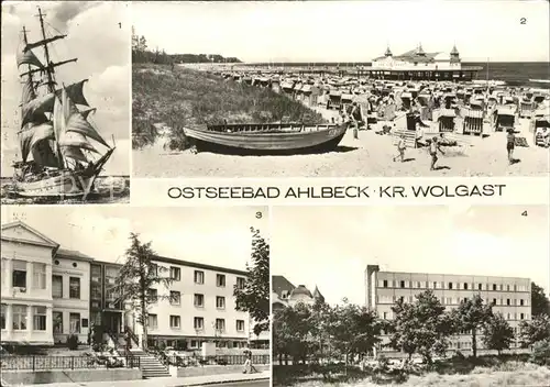 Ahlbeck Ostseebad Strand Segelschulschiff Wilhelm Pieck Seebruecke Kat. Heringsdorf Insel Usedom