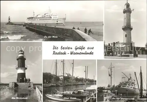 Warnemuende Ostseebad Rostock Mole Leuchtturm Warnowwerft Alter Strom Kat. Rostock