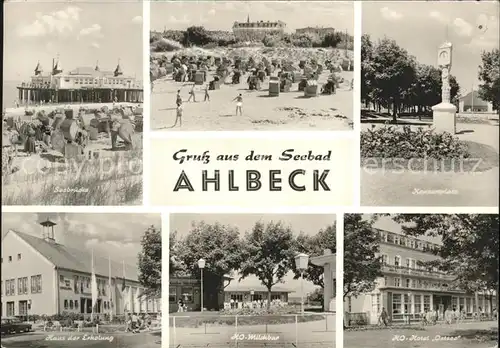 Ahlbeck Ostseebad Strand Seebruecke Konzertplatz Kat. Heringsdorf Insel Usedom