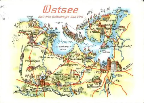 Boltenhagen Ostseebad Landkarte Ostsee zwischen Boltenhagen und Poel Kat. Ostseebad Boltenhagen