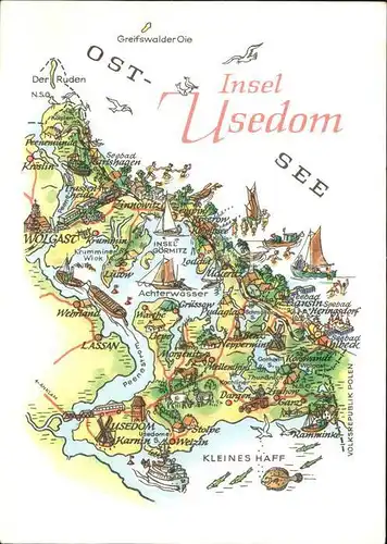 Usedom Landkarte der Insel Kat. Usedom