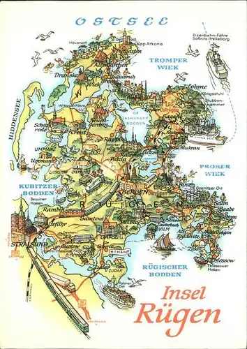 Insel Ruegen Landkarte die Insel Kat. Bergen