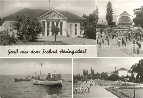 Heringsdorf Ostseebad Usedom Konzertmuschel Promenade Fischerboote Kat. Heringsdorf