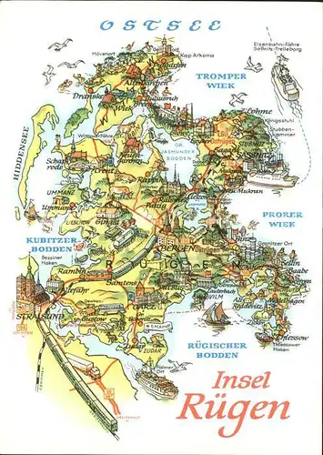 Insel Ruegen Landkarte Ostseekueste Kat. Bergen