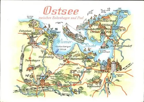 Boltenhagen Ostseebad Landkarte Ostseekueste zwischen Boltenhagen und Poel Kat. Ostseebad Boltenhagen