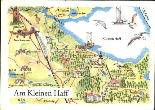 Ueckermuende Mecklenburg Vorpommern Landkarte Kleines Haff Kat. Ueckermuende