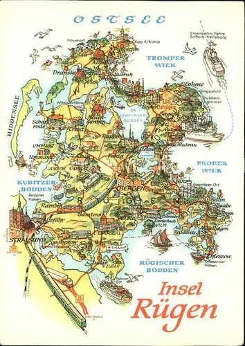 Insel Ruegen Landkarte Insel Ostsee Kat. Bergen