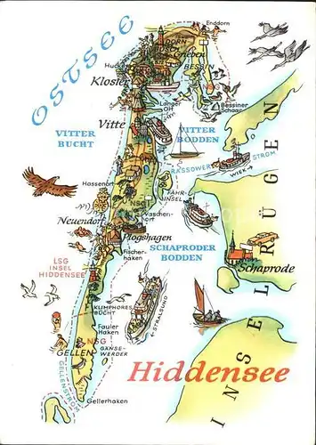Insel Hiddensee Landkarte Insel Ostsee Kat. Insel Hiddensee