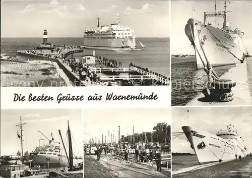 Warnemuende Ostseebad Mole Leuchtturm Schiffe Hafen Kat. Rostock