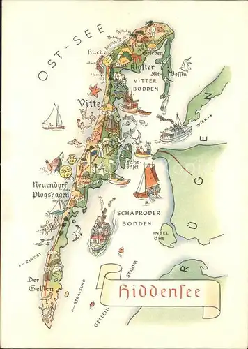 Insel Hiddensee Landkarte Kat. Insel Hiddensee