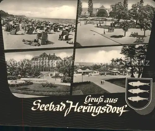 Heringsdorf Ostseebad Usedom Strand Konzertpavillon Promenande Wappen Kat. Heringsdorf