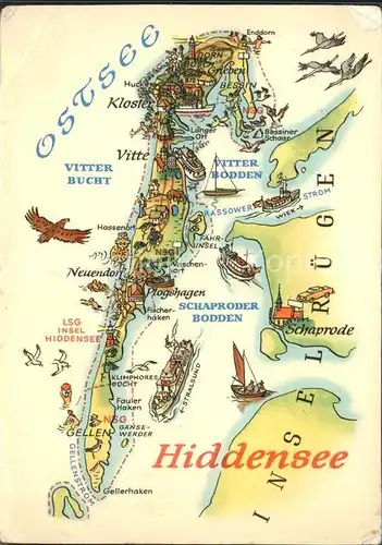 Insel Hiddensee Landkarte Kat. Insel Hiddensee