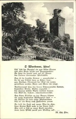 Falkenstein Taunus Burgruine Wandern Gedicht Kat. Koenigstein im Taunus