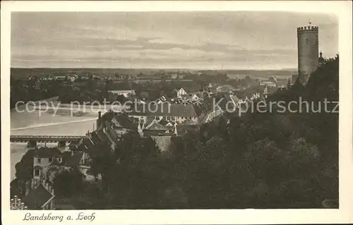 Landsberg Lech Blick ueber die Stadt Turm Kat. Landsberg am Lech