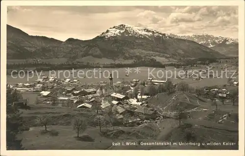 Reit Winkl Gesamtansicht mit Unterberg und Wilder Kaiser Kat. Reit im Winkl