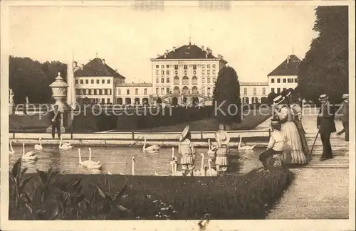 Muenchen Schloss Nymphenburg Park Schwanenteich Fontaene Kat. Muenchen