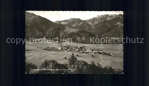 Schleching Gesamtansicht mit Kampenwand Bayerische Alpen Kat. Schleching