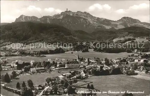 Bernau Chiemsee Fliegeraufnahme Luftkurort mit Kampenwand Chiemgauer Alpen Kat. Bernau a.Chiemsee