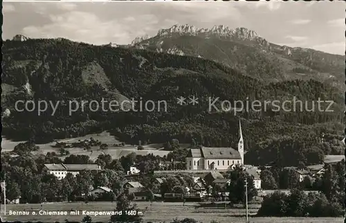 Bernau Chiemsee Ortsansicht mit Kirche Kampenwand Chiemgauer Alpen Kat. Bernau a.Chiemsee