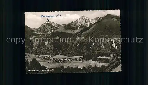 Ettenhausen Schleching Panorama mit Geigelstein und Breitenstein Bayerische Alpen Kat. Schleching
