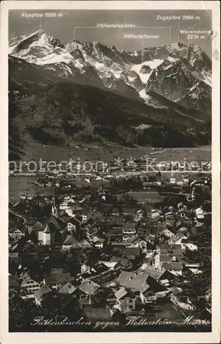 Partenkirchen Panorama mit Alpspitze Zugspitze Wettersteinmassiv Kat. Garmisch Partenkirchen