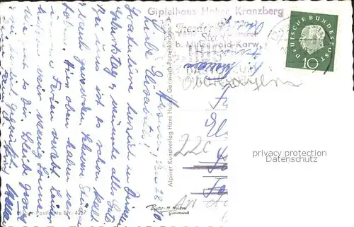 Mittenwald Bayern Kranzberghaus gegen Karwendelgebirge Huber Karte Nr. 4257 Kat. Mittenwald