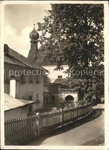 Birkenstein Ortspartie an der Kirche Hoehenluftkurort Kat. Fischbachau