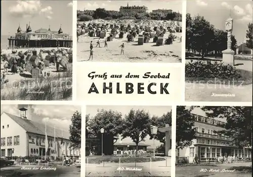 Ahlbeck Ostseebad Seebruecke Strand Konzertplatz Standuhr HO Hotel Ostsee Milchbar Haus der Erholung