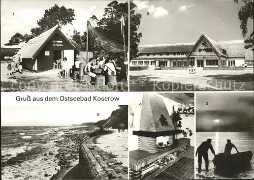 Koserow Ostseebad Usedom FDGB Feriendienst Forstferienobjekt Domerow Streckelbergmauer Strand Fischer Kat. Koserow